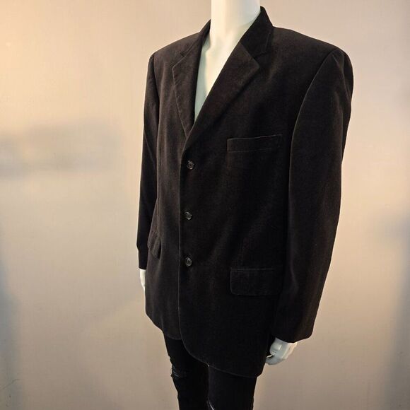 Alfani Exclusively For Macy's Velvet Velour Blazer Brown Cotton Mens Size 44R - Picture 3 of 13